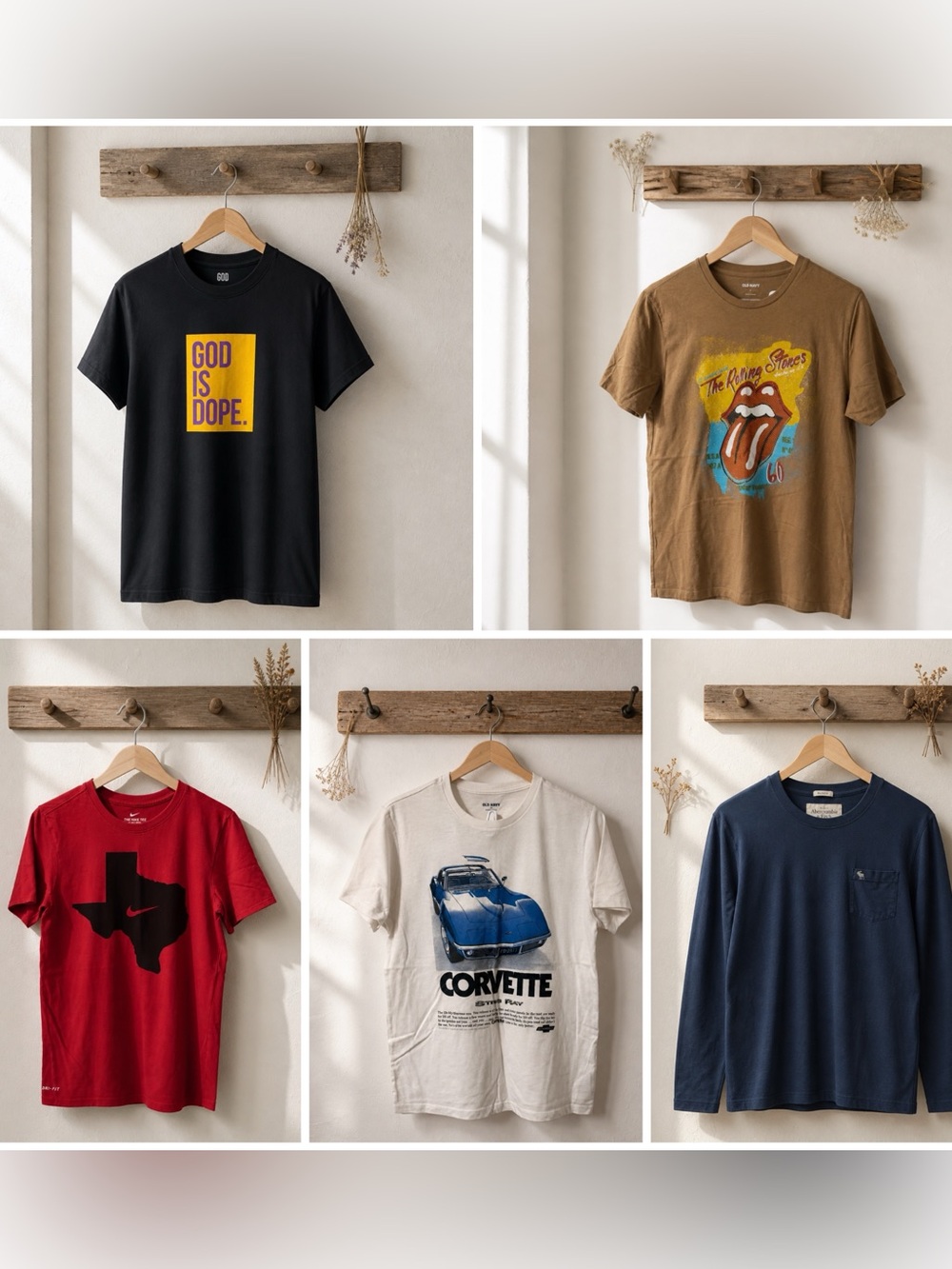 Men’s Small Bundle of (5) Graphic Shirts God is Dope,Nike, Abercrombie Fitch,Etc